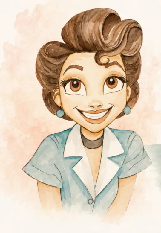 Retrato de uma mulher sorridente em aquarela